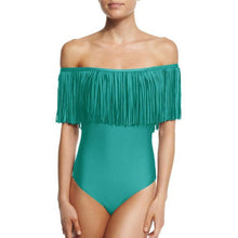 Dropshipping sexy women 2017 Off Shoulder Tassel Brazilian Bikini Swimsuit Bathing Suit Solid Swimwear Jumpsuit wholesale #EW