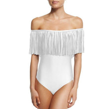 Dropshipping sexy women 2017 Off Shoulder Tassel Brazilian Bikini Swimsuit Bathing Suit Solid Swimwear Jumpsuit wholesale #EW