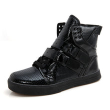 Mermak Women's Shoes High Top Casual Unisex PU Leather Fashion Breathable Women Boots Motorcycle Buckle Flats Lover's Ankle Boot