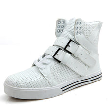 Mermak Women's Shoes High Top Casual Unisex PU Leather Fashion Breathable Women Boots Motorcycle Buckle Flats Lover's Ankle Boot