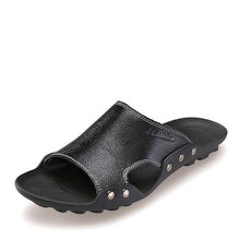 Merkmak 2017 Men's Slippers Shoes Summer Beach Sandals Genuine Leather Casual Luxury Brand Flip Flops Breathable Shoes for Men