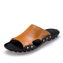 Merkmak 2017 Men's Slippers Shoes Summer Beach Sandals Genuine Leather Casual Luxury Brand Flip Flops Breathable Shoes for Men