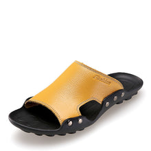 Merkmak 2017 Men's Slippers Shoes Summer Beach Sandals Genuine Leather Casual Luxury Brand Flip Flops Breathable Shoes for Men