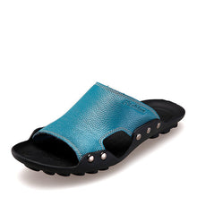 Merkmak 2017 Men's Slippers Shoes Summer Beach Sandals Genuine Leather Casual Luxury Brand Flip Flops Breathable Shoes for Men